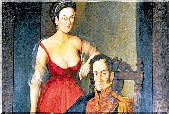 Painting portrait of Manuelita and Bolivar