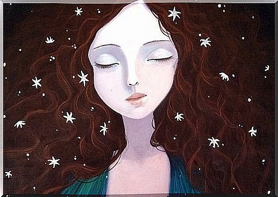 Drawing of lady with stars in her hair