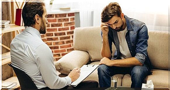 A patient in therapy with his psychologist