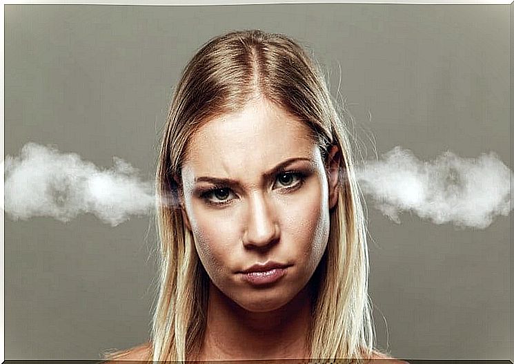 Angry woman with steam from her ears