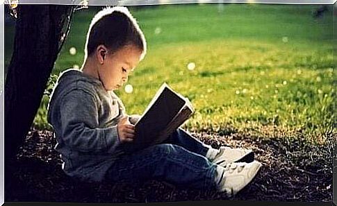 Boy reading.