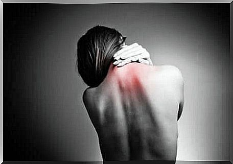 A woman with neck pain.