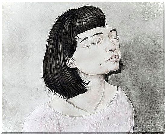 Tired woman with closed eyes