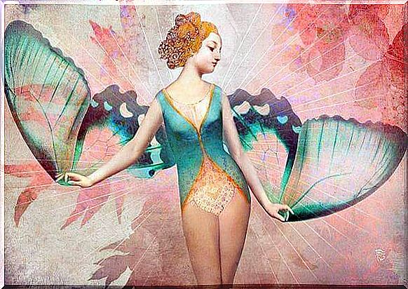 Woman with beautiful wings