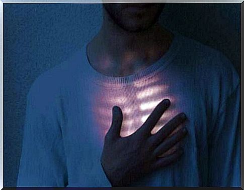 Luminous heart in chest