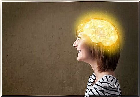 A woman with the happiness zone in her brain enlightened.