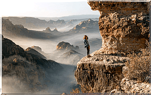 Woman in the mountains.