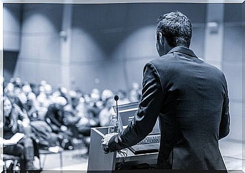 A guy giving a speech.