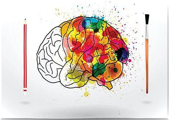 Brain filled with colors