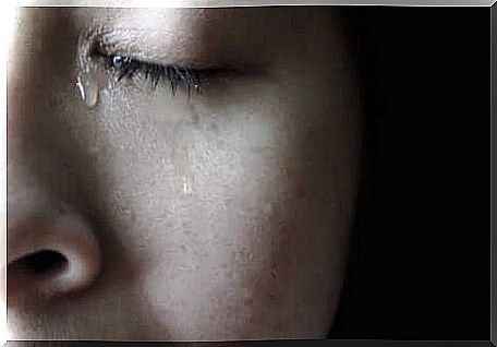 A person crying.